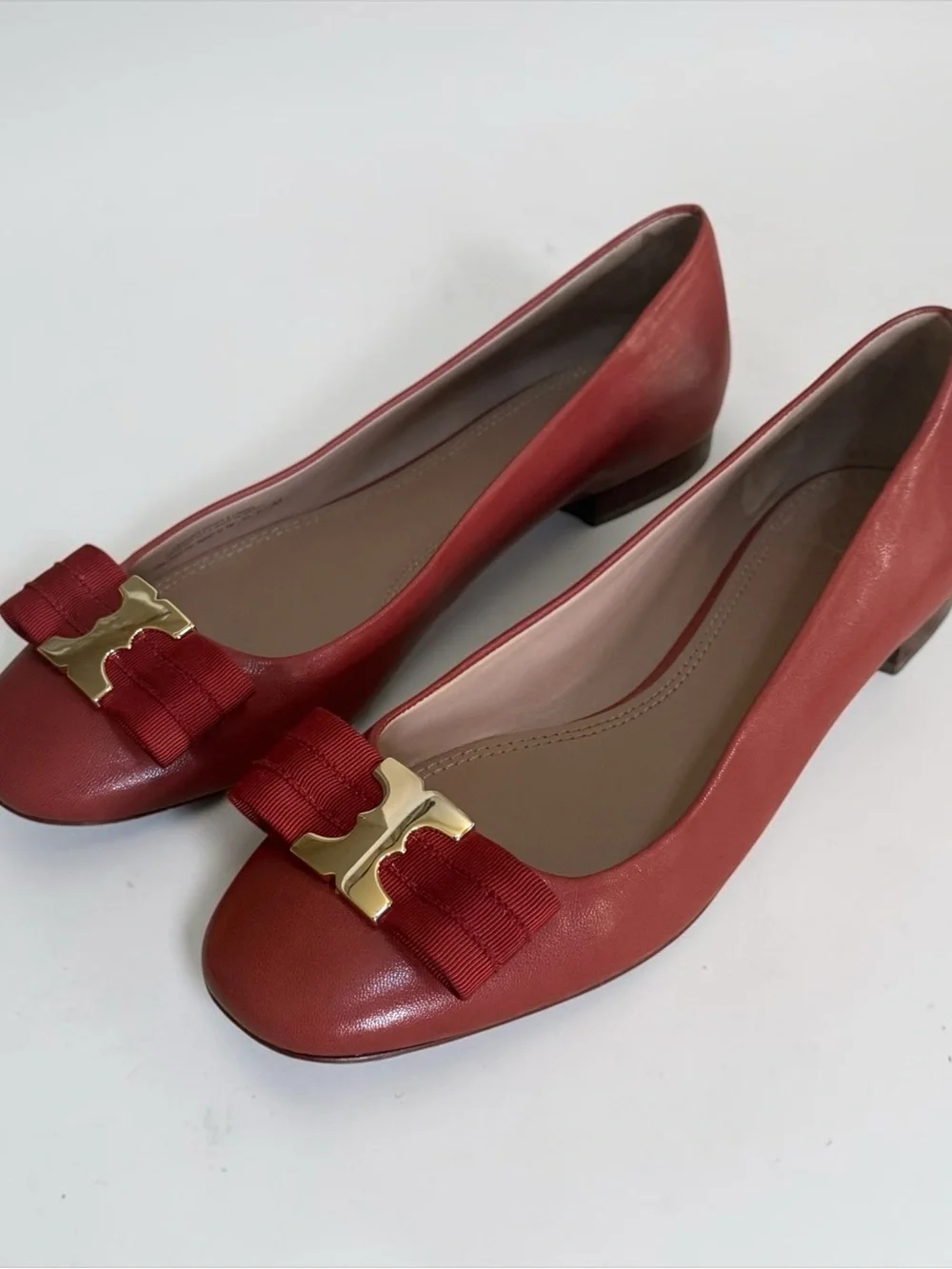 Tory Burch Liana Red Leather Ballet Flats with Ribbon Accent! Size 9.5